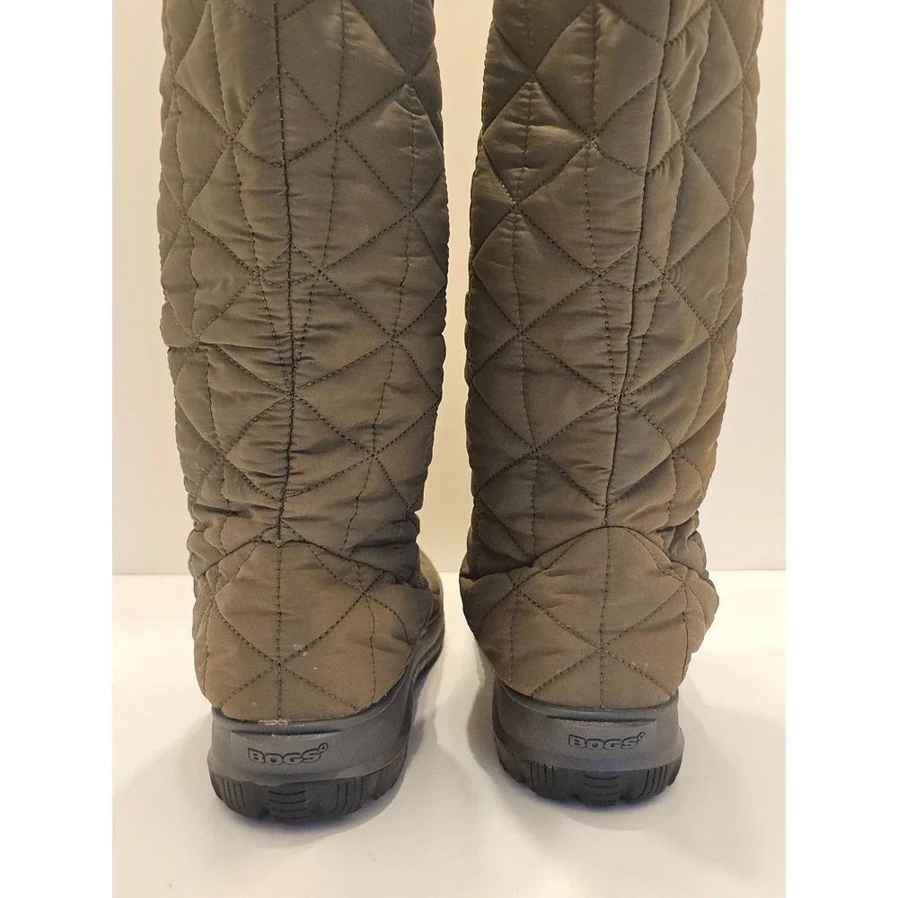 Bogs Snowday Women's Tall Waterproof Boots Olive Green Quilted Insulated  11